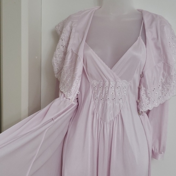 Vintage eyelet penoir set S/M 34-35 bust - Picture 1 of 7